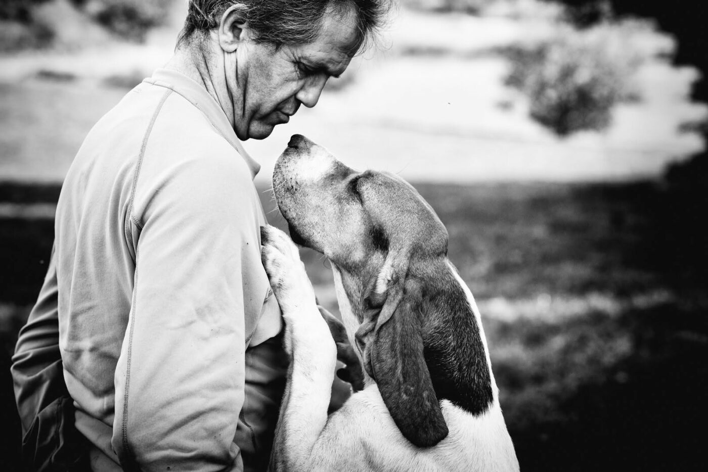 Portrait chien d'Artois et propriétaire